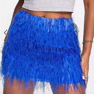 Topshop Blue Feather Mini Skirt